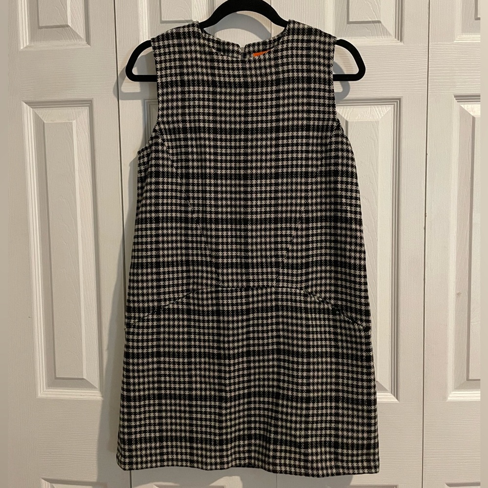 Joe Fresh black and white wool jumper dress, small, front pocket, fully lined